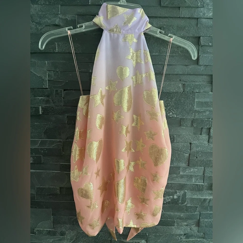 LoveShackFancy Boca Handkerchief Halter Top in color Sunset Orange Ombré sz M - Picture 14 of 16